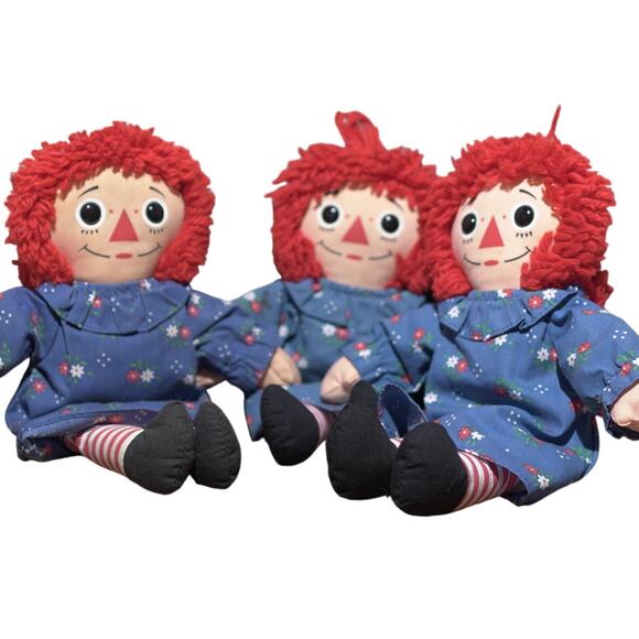 Playskool Other - Raggedy Ann Doll Navy Dress Floral Apron Red Yarn Hair Collectible VTG Gifts